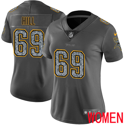 Minnesota Vikings 69 Limited Rashod Hill Gray Static Nike NFL Women Jersey Vapor Untouchable